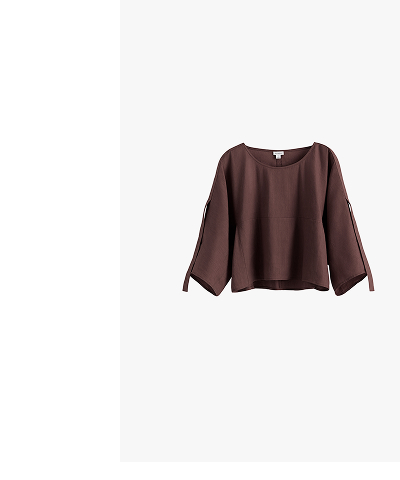 Linen Adjustable Sleeve Top Coffee