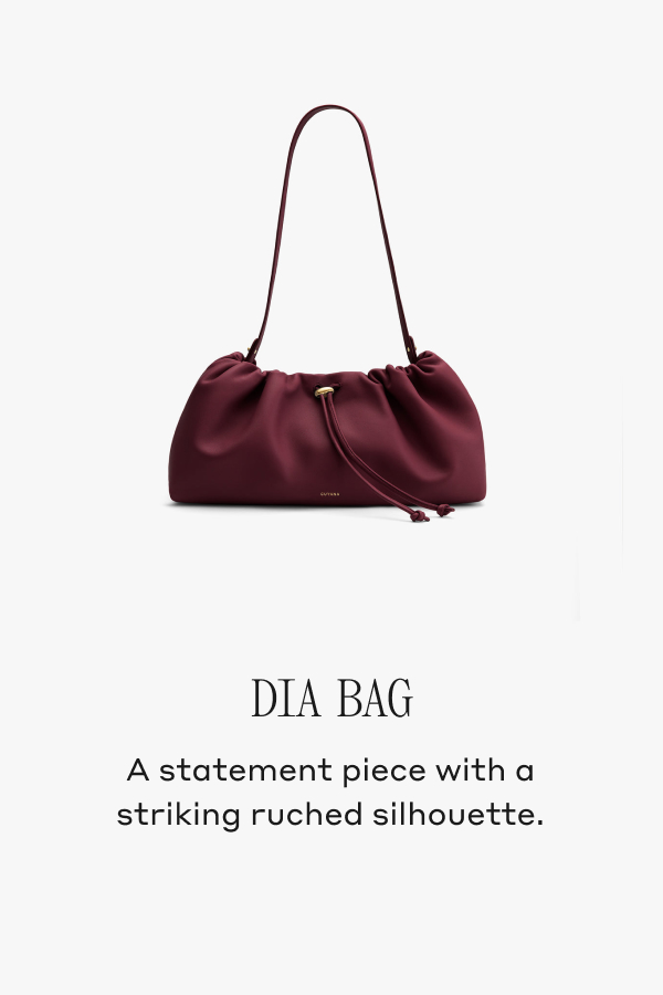 DIA BAG A statement piece with a striking ruched silhouette.