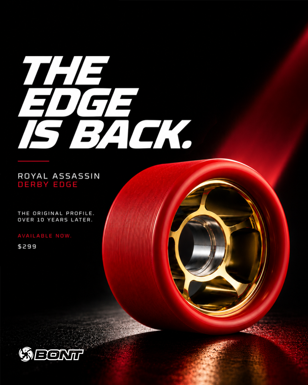 Royal Assassin Derby Edge (performance lip/original profile; urethane + precision aluminum hub)