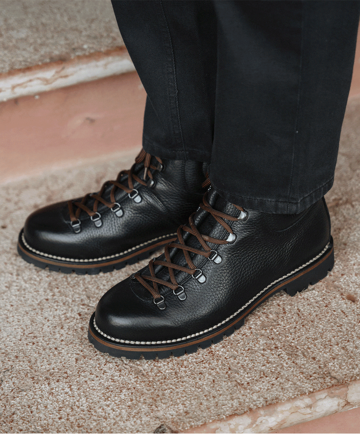 leather with a Vibram lug sole. 