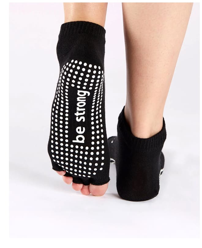 Half Toe Be Strong Grip Socks (Black/White)