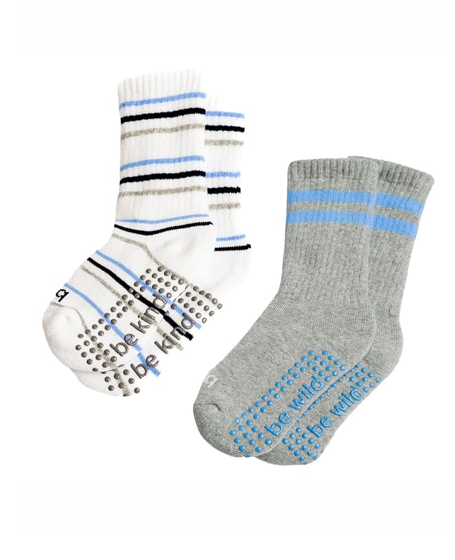 Boys 2 Pack Grip Crew Socks 2T-4T (George)