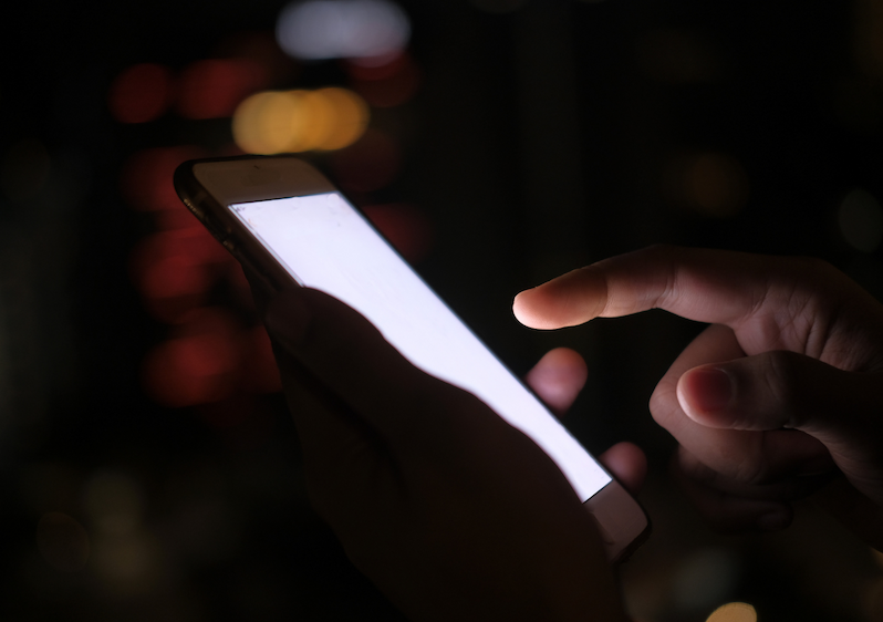 Phone in dark room