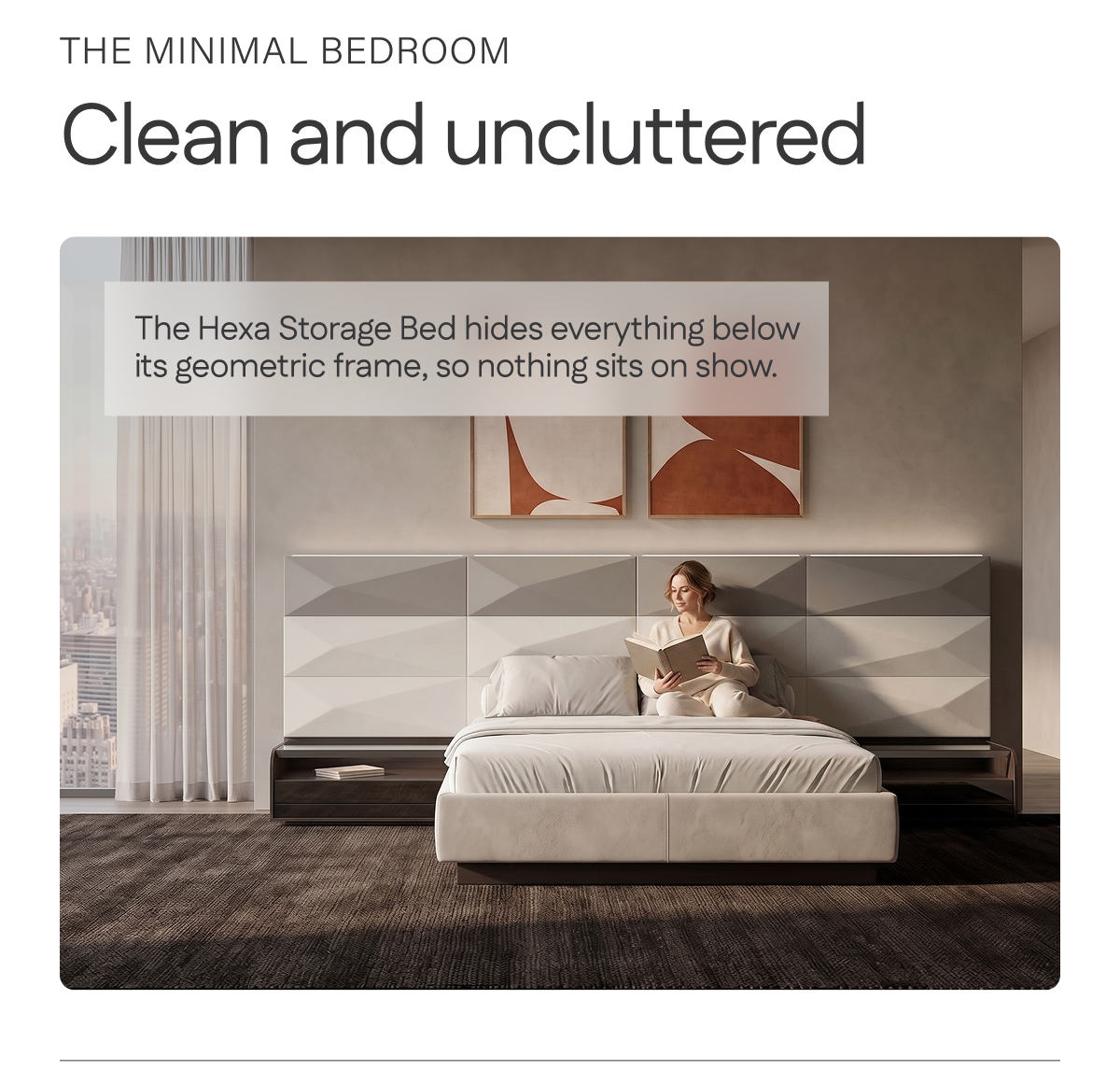 The minimal bedroom: Clean and uncluttered.
