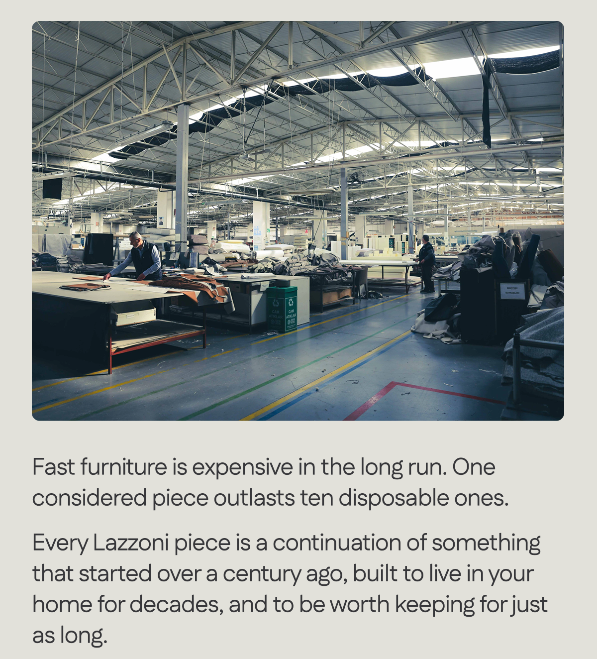 Fast furniture is expensive in the long run. One considered piece outlasts ten disposable ones.