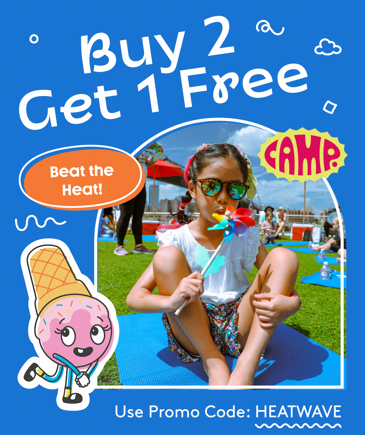 Come play this summer— buy 2 tickets, get third one free!