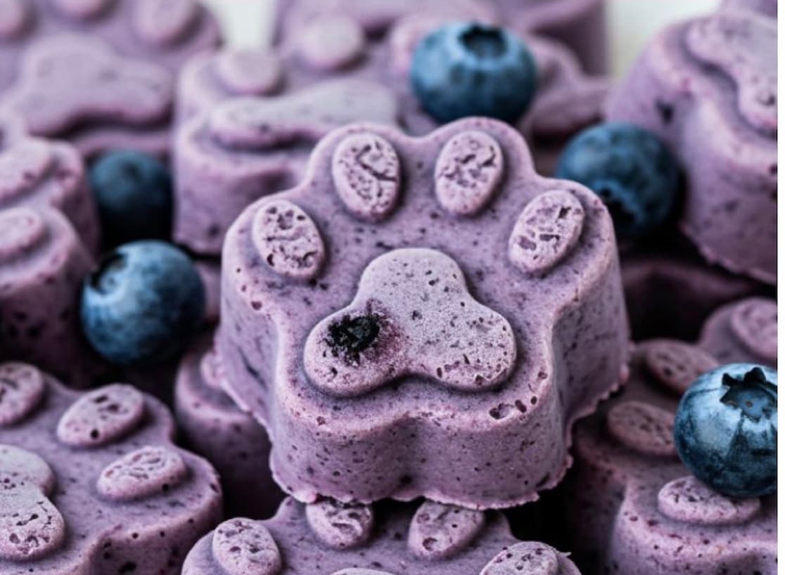 Frozen blueberry-yogurt treats for big dogs