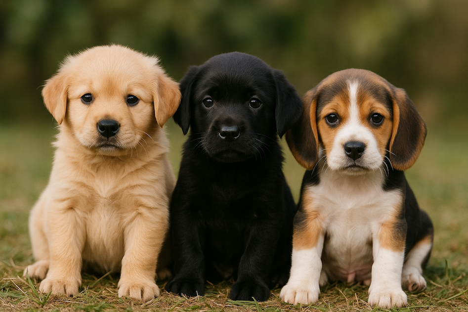 Three cute puppies