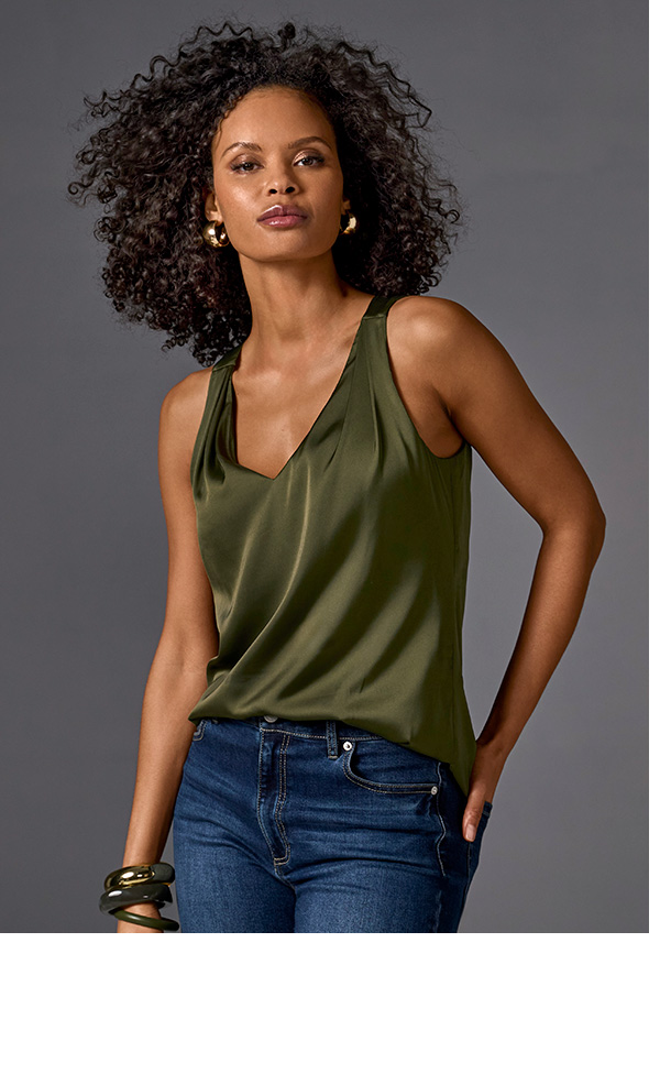 Nikki V-Neck Charmeuse Blouse