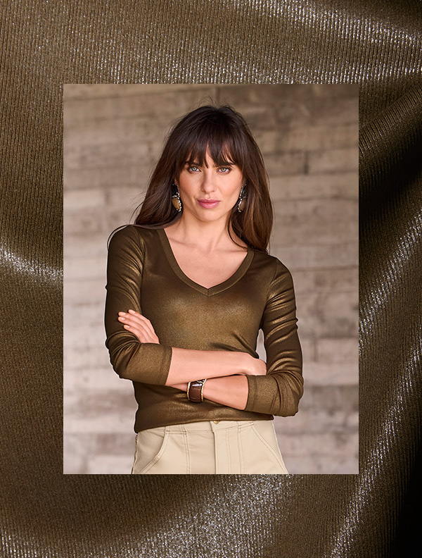 So Essential Metallic Ribbed Long Sleeve T-Shirt