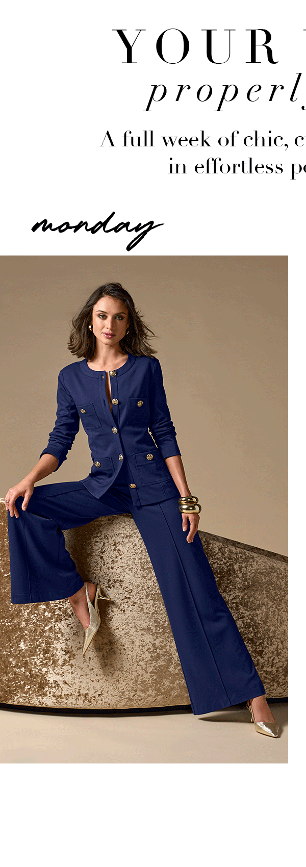 Ultimate Ponte Crest Button Collarless Jacket