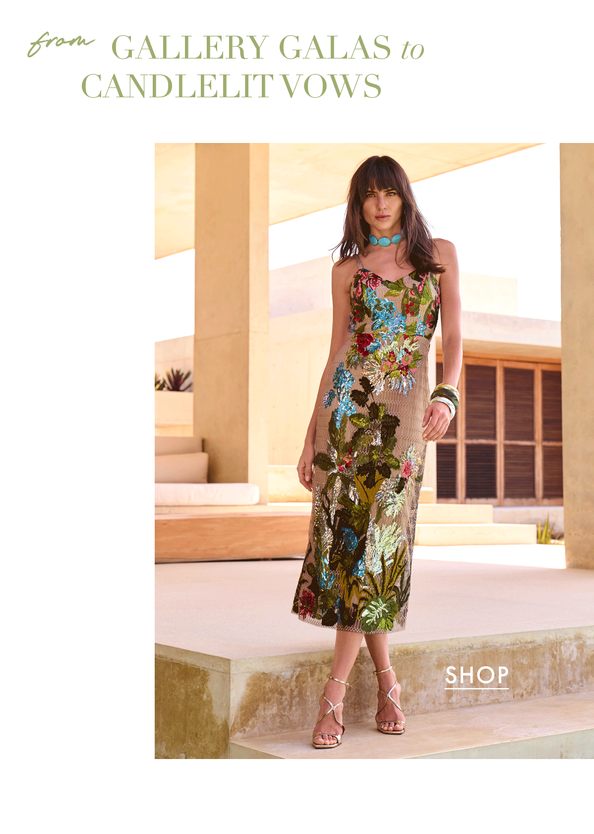 Floral Embroidered Sequin Midi Dress