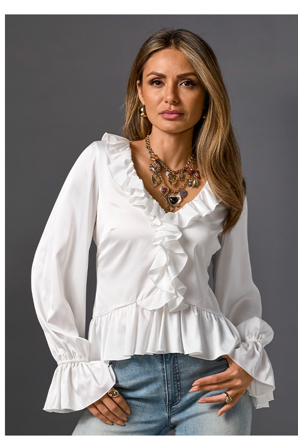 Paige Ruffle Charmeuse Blouse
