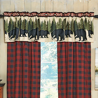 Arrowhead Plaid Bear Lined Valance