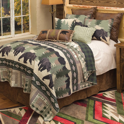 Black Bear Log Cabin Quilt Bedding Collection