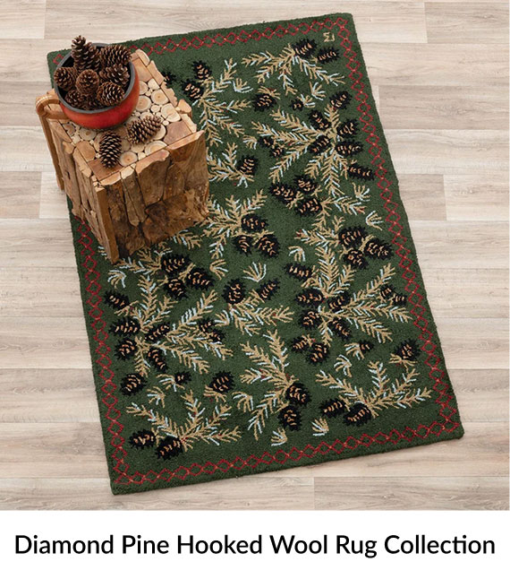 Diamond Pine Hooked Wool Rug Collection