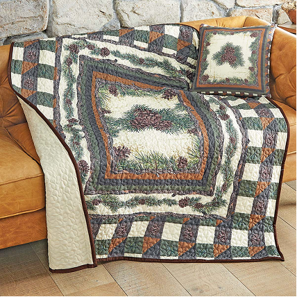 Woodland Pinecones Quilt Throw