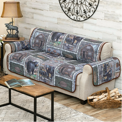 Bear Cabin Scenes Sofa Cover