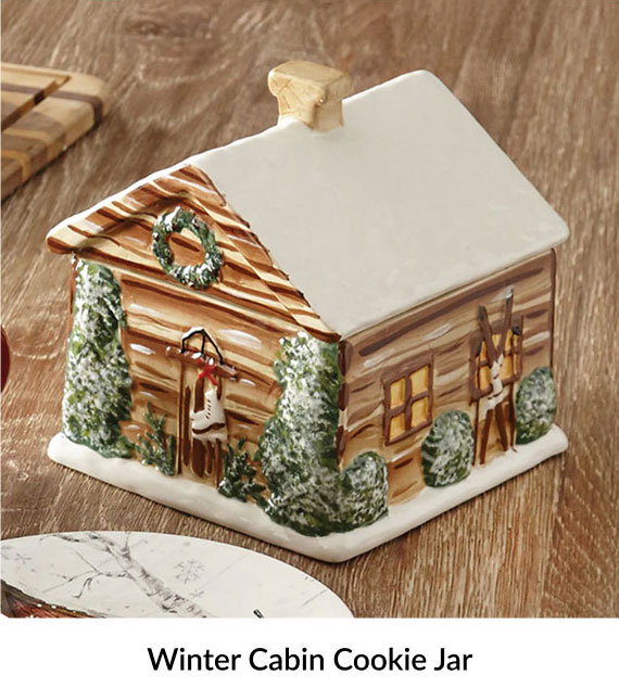 Winter Cabin Cookie Jar