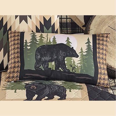 Black Bear Patchwork Accent Pillow