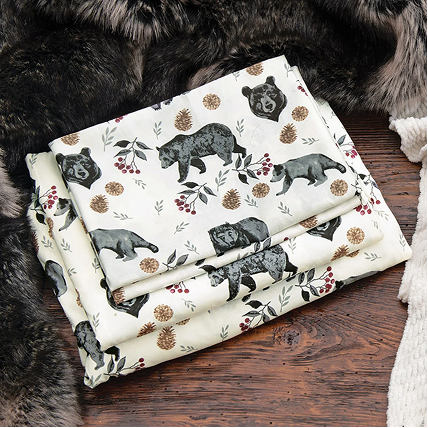 Black Bear Woodland Sheet Set - Queen