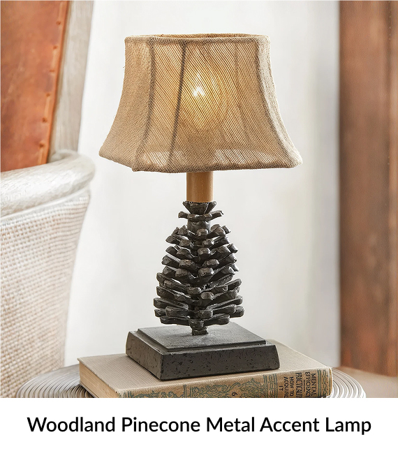 Woodland Pinecone Metal Accent Lamp