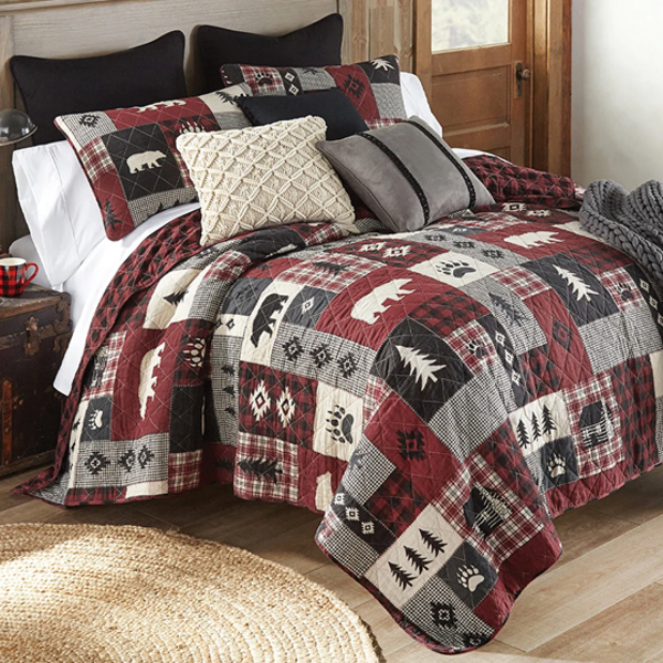Bear Lodge Collage Quilt Bedding Collection