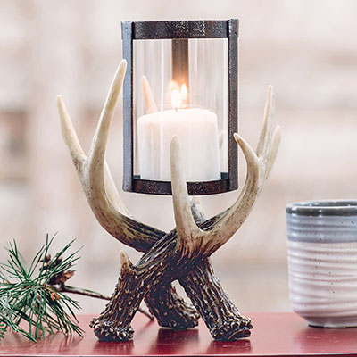 Antler Hurricane Candle Holder