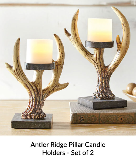 Antler Ridge Pillar Candle Holders - Set of 2