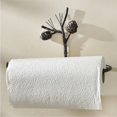Pinecone Branch Metal Paper Towel Holder 
