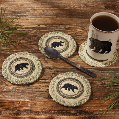 Black Bear Braided Coaster Set