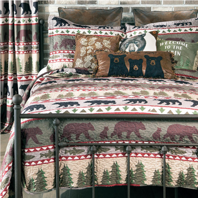 Pine Woods Bears Quilt Bed Set - Twin