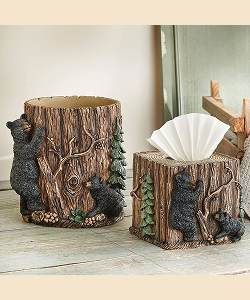 Timberline Bears Tissue Box & Waste Basket