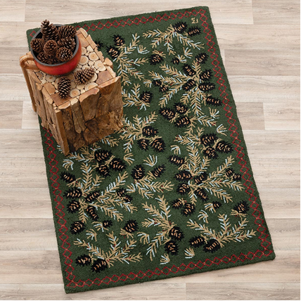 Diamond Pine Hooked Wool Rug Collection