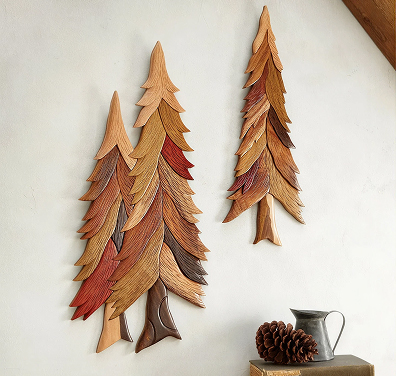 Intarsia Pine Tree Wood Wall Art