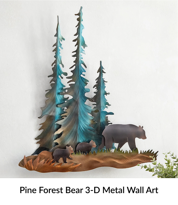 Pine Forest Bear 3-D Metal Wall Art
