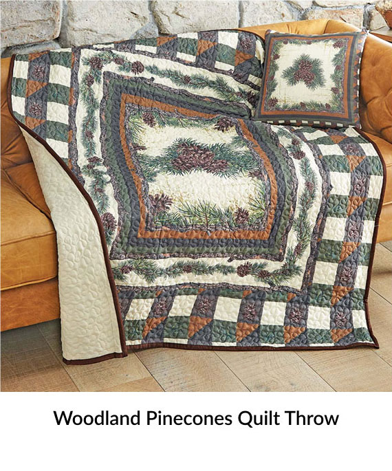 Woodland Pinecones Quilt Throw