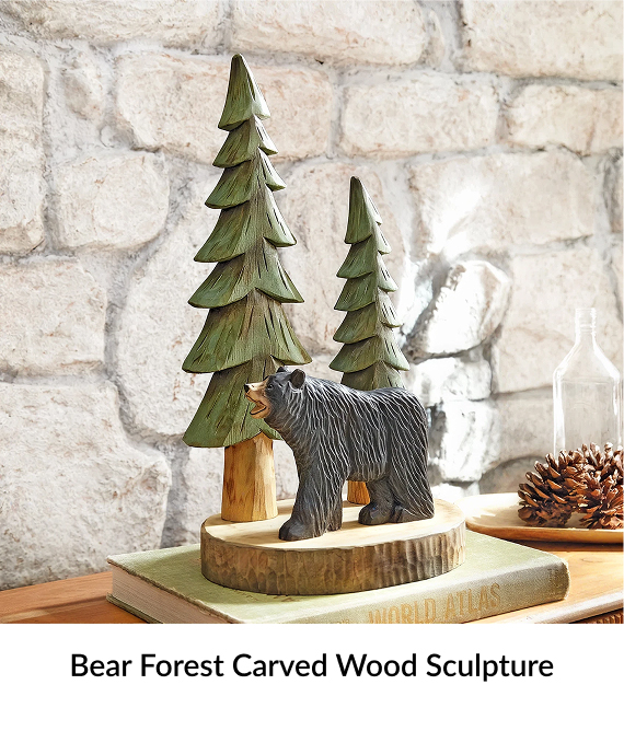 Bear Forest Carved Wood Sculpture
