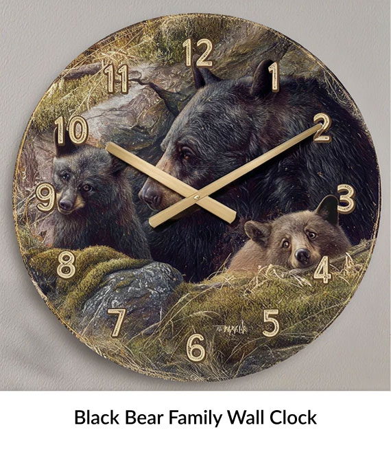 Black Bear Family Wall Clock