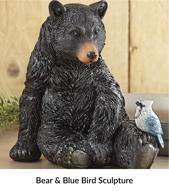 Bear & Blue Bird Sculpture