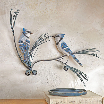Blue Jays Perch Metal Wall Hanging