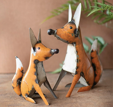 Fox Pair Recycled Metal Sculptures