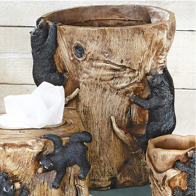 Climbing Black Bears Waste Basket