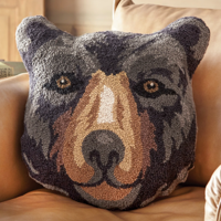 Black Bear Head Shaped Hooked Pillow
