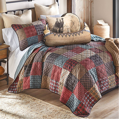 Log Cabin Plaid Quilt Bedding Collection
