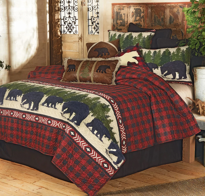 Arrowhead Plaid Bear Quilt Bedding