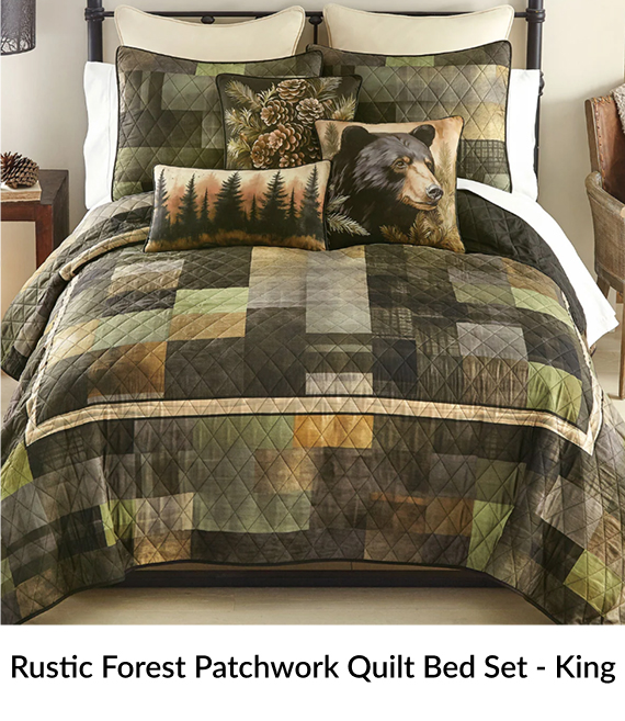 Rustic Forest Patchwork Quilt Bed Set - King