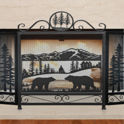 Bears Mountain Metal Fireplace Screen
