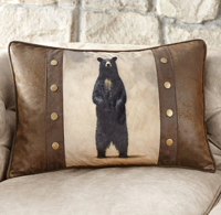 Standing Bear Faux Leather Pillow