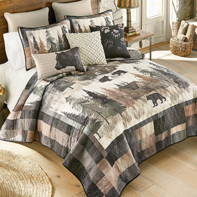 Watercolor Cabin Quilt Bedding Collection